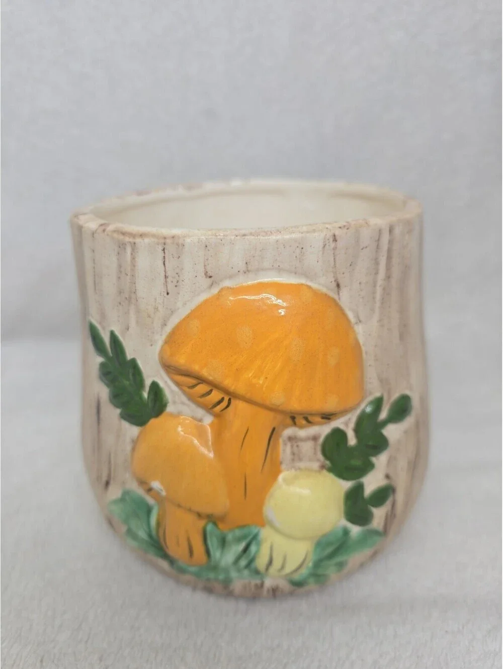 Vintage 70s Arnels Mushroom Ceramic Canister Utensil Holder Planter Med *No Lid*